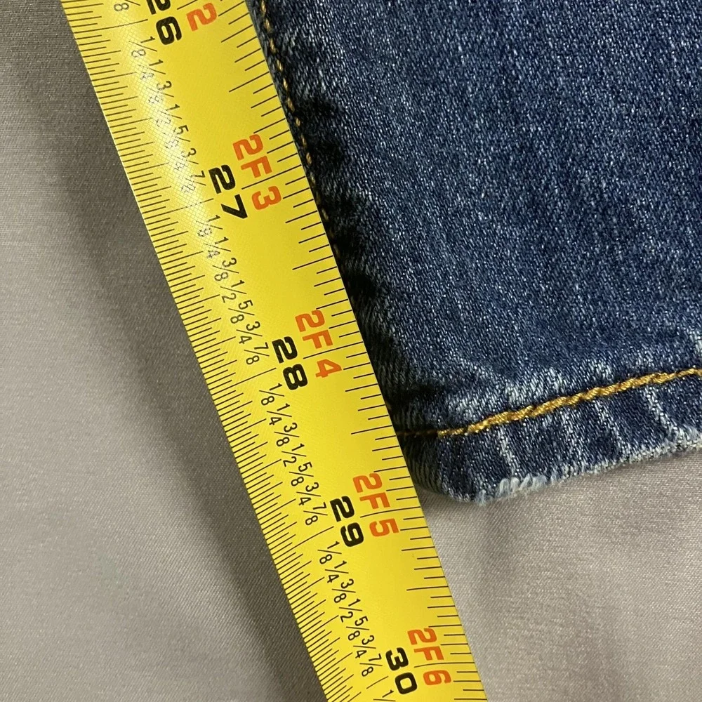 Levis 501 Jeans Mens 30x29 Blue Denim Button Fly Straight Leg Distressed Red Tab